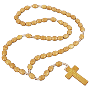 Rózsafüzér - fa szemekkel, zsinoros (ovál)