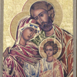 K13 arany konturos St. Család 50x70 - Szent Ferenc Ikonműhely