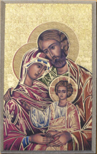 K13 arany konturos St. Család 50x70 - Szent Ferenc Ikonműhely